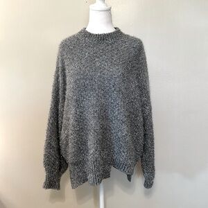 Willow & Root Tinsel Gray Crew Neck Oversized Sweater